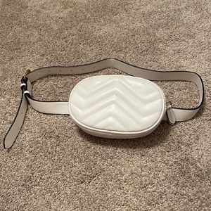 White Leather Fanny Pack
